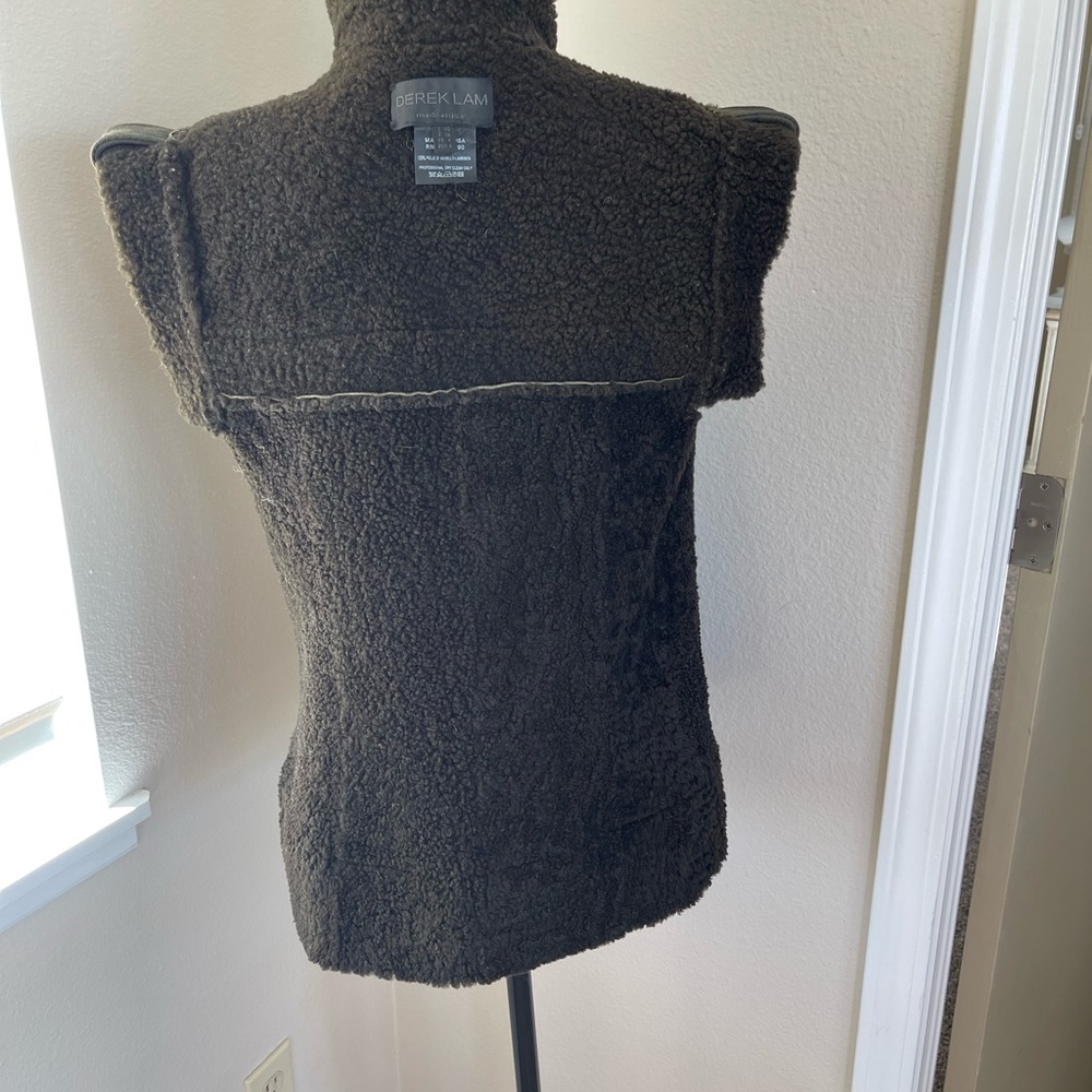 Derek Lam motorcycle biker zip-up vest. Brown. 100% Pelle Di Angelo lambskin. 4 - Picture 9 of 11